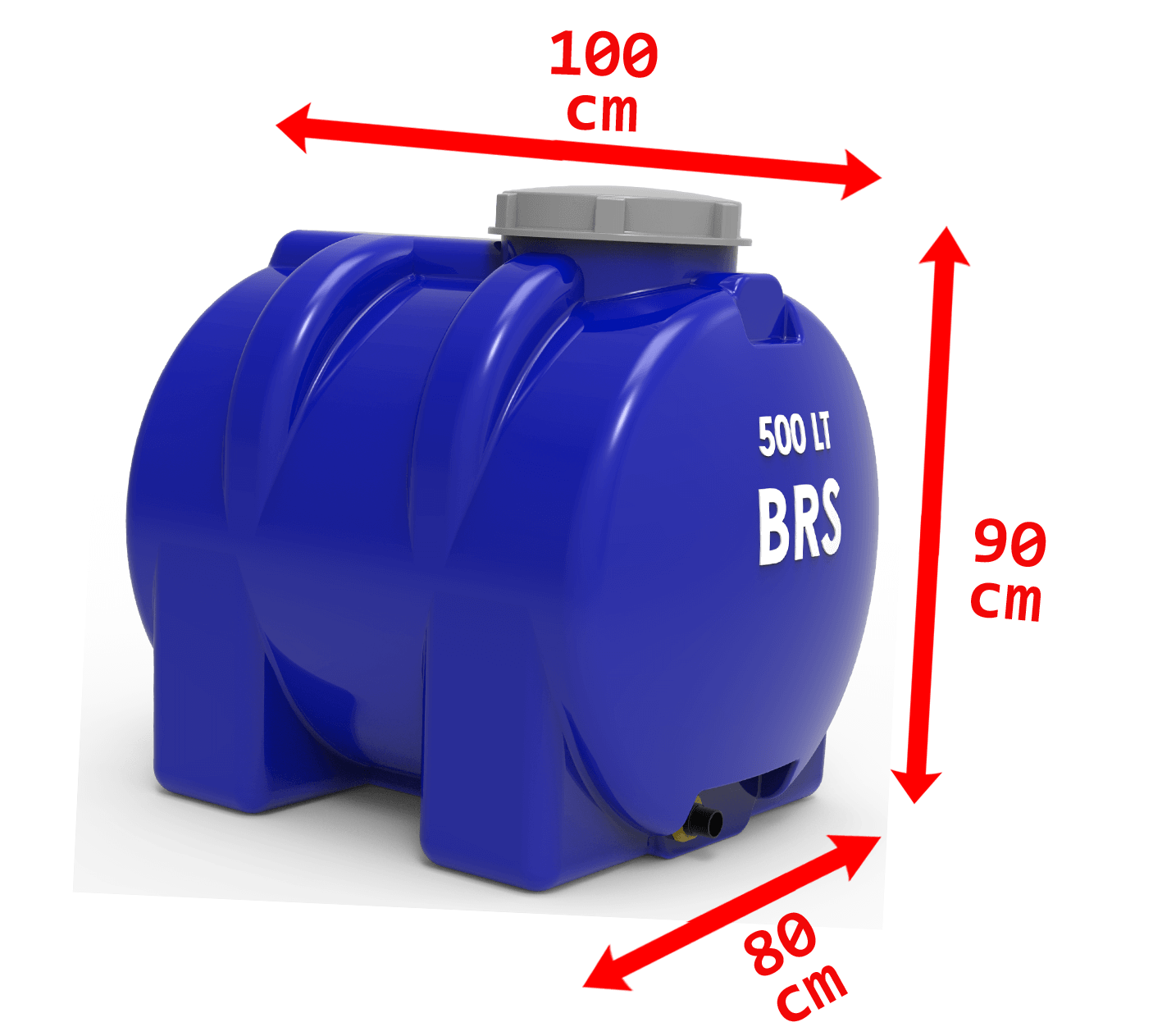  500 Liter Blue Horizontal Plastic Water Tank